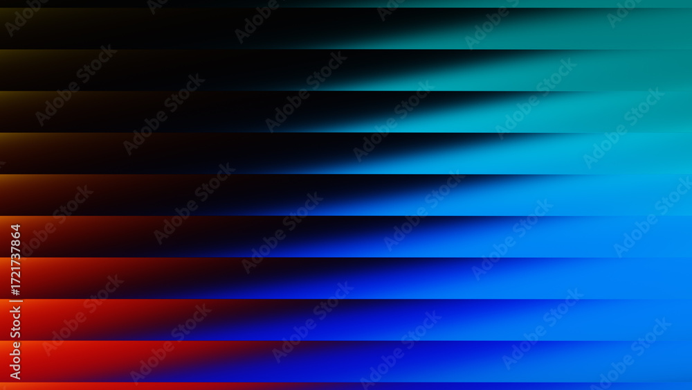 Fototapeta premium Abstract gradient of horizontal lines transitioning from red to blue and teal