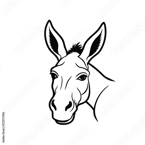 Donkey Head Line Art Illustration animal mammal