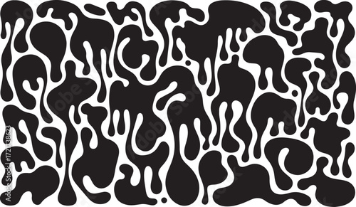 Fluid Melt Drop Shape Abstract Element Black Isolated on Transparent Background Illustration