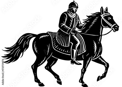 Horse Rider Silhouette, Traditional Arab Cultural Scene SVG, PNG