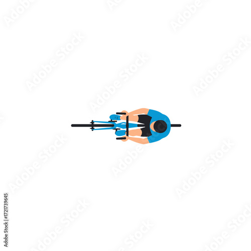 Vector illustration of a cyclist in a blue shirt from a top view