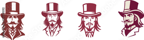 Vector art of elegant gentleman wearing a top hat and suit