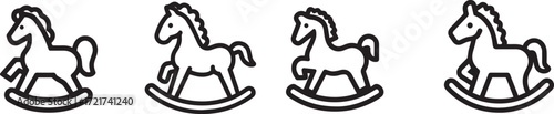 Vector art of collection of rocking horse icons