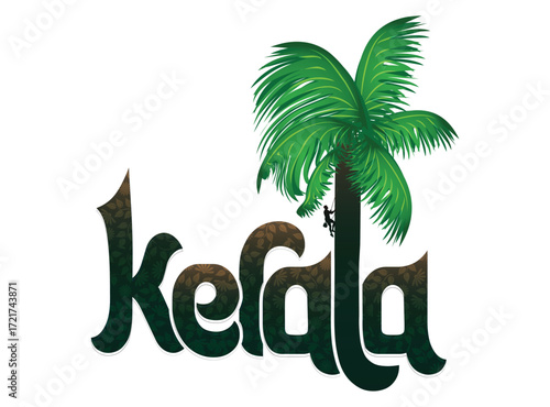 Kerala India typography Vector images, with Kerala text png kerala Travel and Tourism, Kerala cultural natural font illustration 