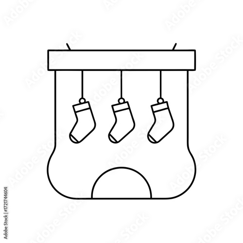 Fireplace with stockings on transparent background