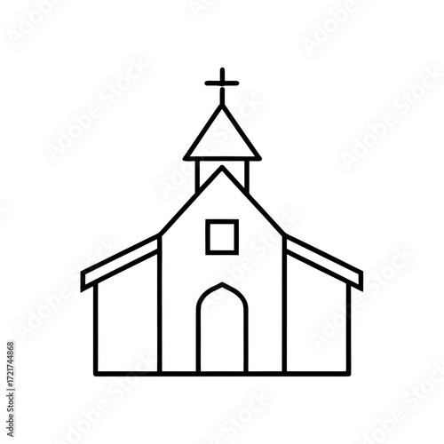Outline drawing of church on transparent background