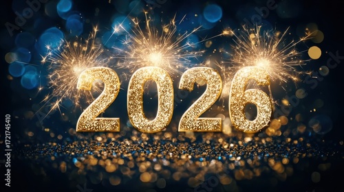 Celebratory background for 2026 with holiday colors, perfect for prints, media, and happy projects