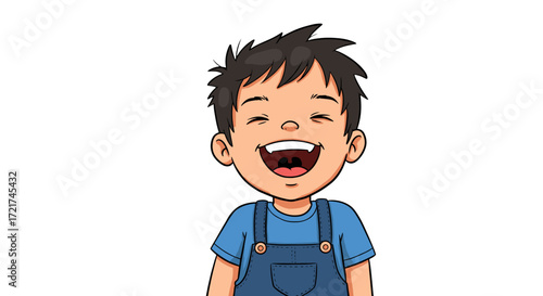 Happy Excited Young Boy Laughing Joyfully Showing Teeth Pure Bliss Isolated Transparent Background Cheerful Child Isolated Transparent Background