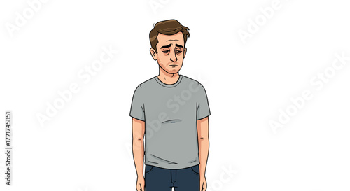 Man Sad Emotion Expression Disappointed Frustrated Feeling Isolated on Transparent Background