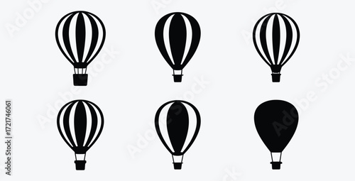 Hot Air Balloon Silhouette Collection for Travel Adventure Design Elements