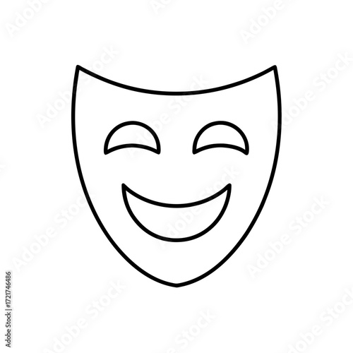 Smiling theatrical mask on transparent background