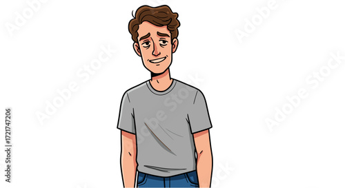 Happy Young Man Smiling Joyfully Expressing Positive Emotion Isolated on Transparent Background