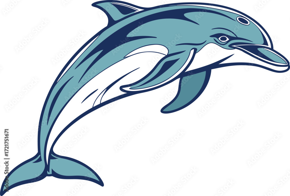 Obraz premium Playful Dolphin Illustration Artwork. Cute Dolphin Cartoon Clipart Design. Realistic Dolphin Ocean Illustration. Swimming Dolphin Creative Artwork. Happy Dolphin Animal Clipart Design