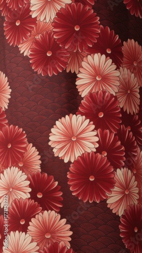A beautiful floral pattern with red and white flowers, perfect for adding a touch of elegance to any design or project, and a lovely texture