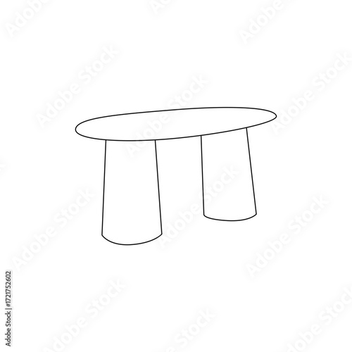 Simple Line Drawing of an Oval Coffee Table