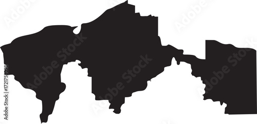 Tabasco Map Silhouette Isolated State in Mexico