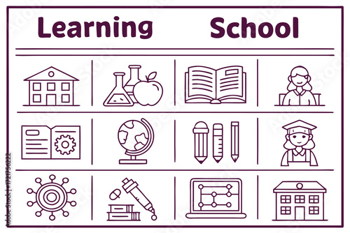 Learning and School Themed Icons and Illustrations education