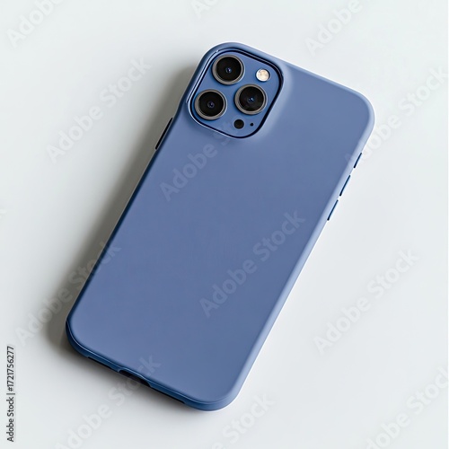 Flatlay of a muted periwinkle phone case