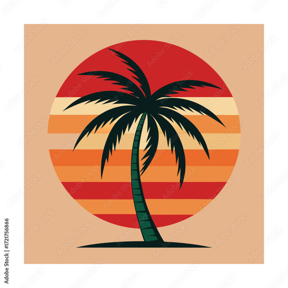 Fototapeta premium Palm tree sunset