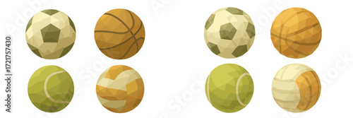 Collection of assorted sport balls in various designs and colors displayed in a simple arrangement