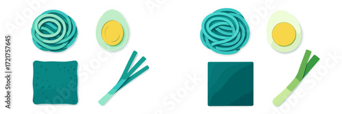 Colorful crafting materials arranged in vibrant green shades for creative projects and activities