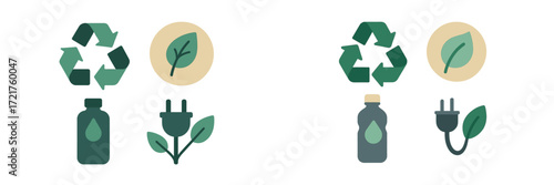 Concept of sustainability featuring recycling, energy, and eco-friendly practices in a modern design