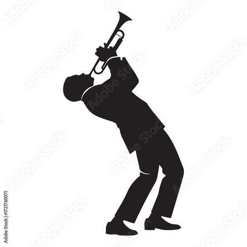 Silhouette of Man Playing Trumpet