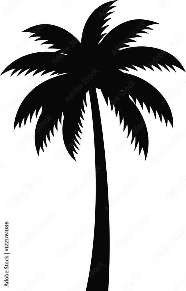 Fototapeta premium Black silhouette palm tree vector illustration scalable tropical icon for eps files