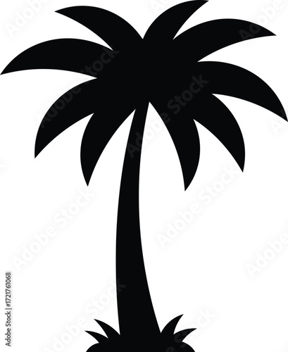 Black palm tree silhouette vector illustration scalable eps icon for tropical designs