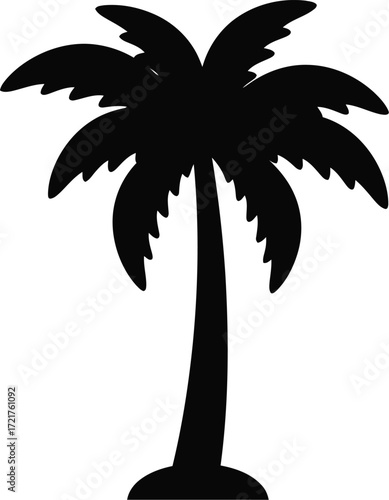 Tropical palm tree silhouette vector graphic scalable eps illustration for design