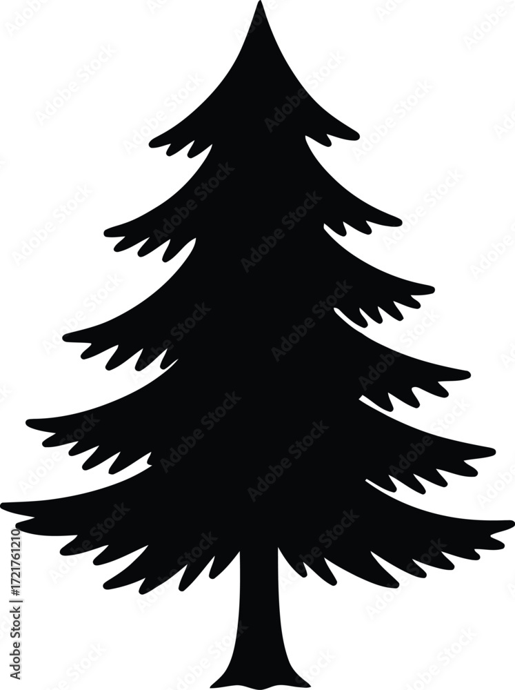 Obraz premium Silhouette vector illustration of a pine tree ideal for nature and holiday designs