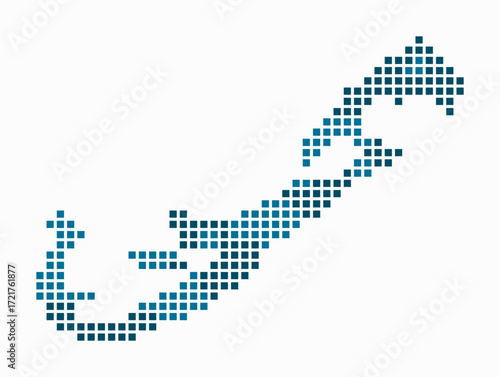 Bermuda dotted map. Digital style map of the country on white background. Bermuda shape with square dots. Colored dots style. Large size squares. Vibrant vector illustration.