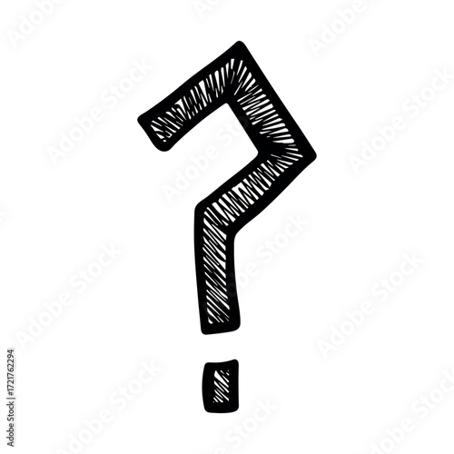 Hand drawn question mark clipart Single element for design
