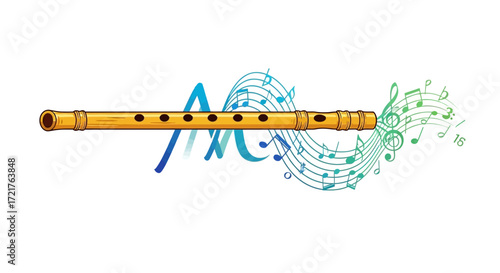Indian bamboo flute musical instrument.