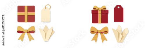 Creative display of colorful gift boxes and bows for special occasions or celebrations