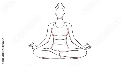 Woman in Lotus Pose A Simple Line Drawing of Meditation and Mindfulness