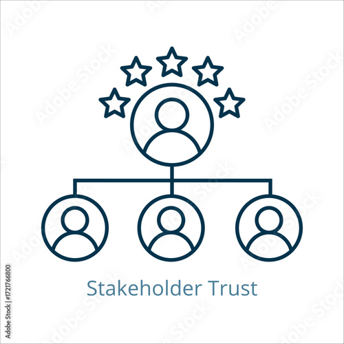 Stakeholder trust icon vector illustration, simple line element Stakeholder trust with editable stroke, Stakeholder trust simple icon, Stakeholder trust icon line style vector image