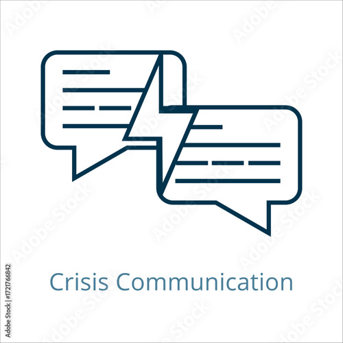 Crisis Communication icon vector illustration, simple line element Crisis Communication with editable stroke, Crisis Communication simple icon, Crisis Communication icon line style vector image