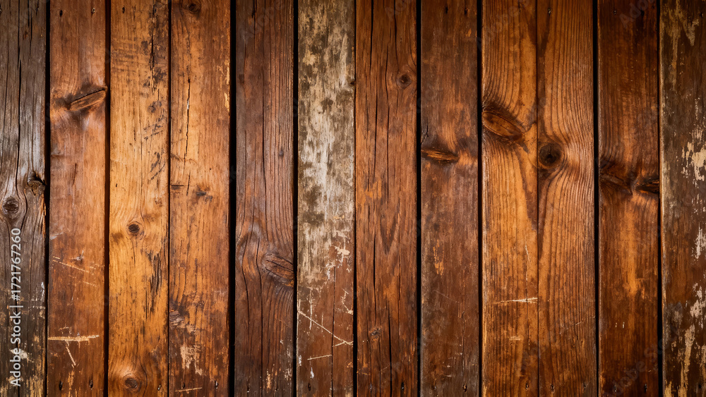 Naklejka premium Vertical Wooden Planks Texture with Natural Grain in Warm Brown Tones