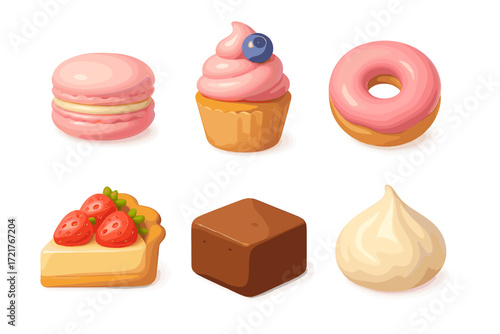 Colorful assortment of desserts displayed with delightful treats for a sweet party setting