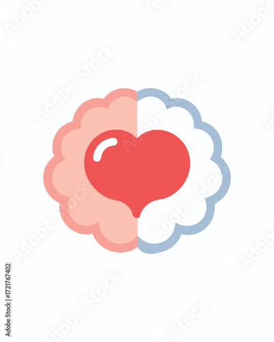 Illustration of a brain split into two halves, one representing emotion and the other logic