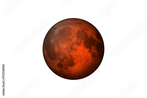 Fototapeta Naklejka Na Ścianę i Meble -  Blood moon during a total lunar eclipse on white background, cut out. This image elements furnished by NASA.