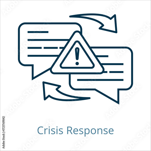 Crisis Response icon vector illustration, simple line element Crisis Response with editable stroke, Crisis Response simple icon, Crisis Response icon line style vector image