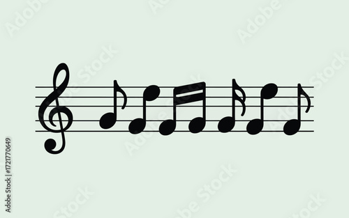 Vector art of musical notes on a stave, a simple and elegant design perfect for musicrelated projects, educational materials, or creative designs
