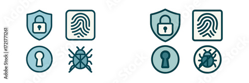 Security symbols represent digital protection and personal privacy measures in modern technology systems
