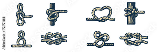 Various types of knots shown in a clear design for learning and reference in practical applications