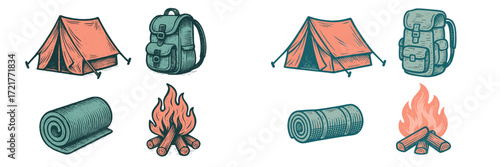 Essential camping gear and supplies for outdoor adventures in nature during summer trips