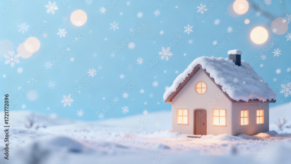 Fototapeta premium Warm Small Hut in Snow