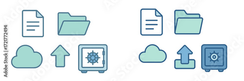 Document storage and cloud backup icons representing digital organization and secure data management solutions