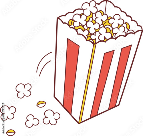 Movie night snack icon featuring a box of popcorn and soda